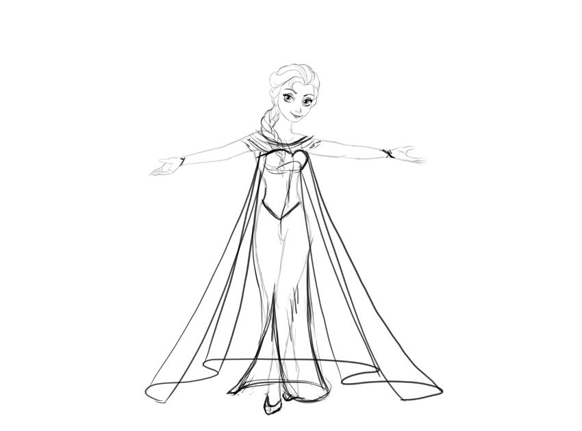 迪士尼绘画教你画冰雪奇缘公主艾莎